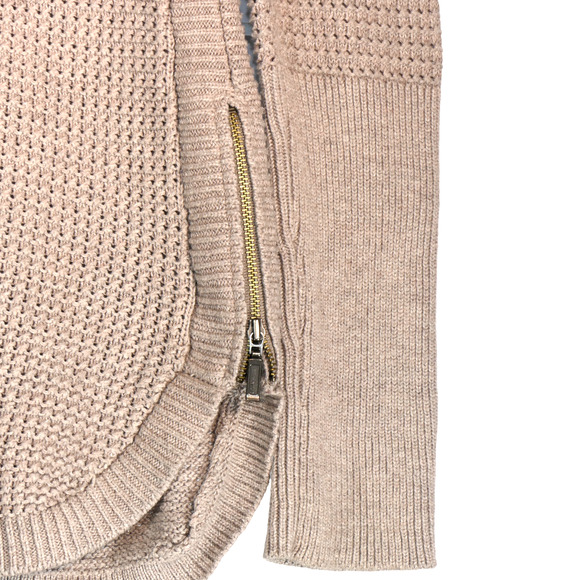 Dakini Tunic Sweater Womens Small Oatmeal Zipper Detail Sides Thermal Type Knit - Picture 7 of 8